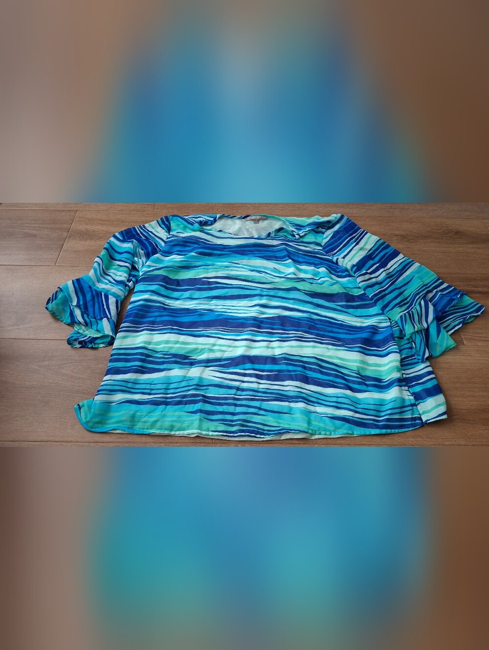 Womens boho-chic Coastal Casual Boho Vacation Valerie Stevens Top Size 1X